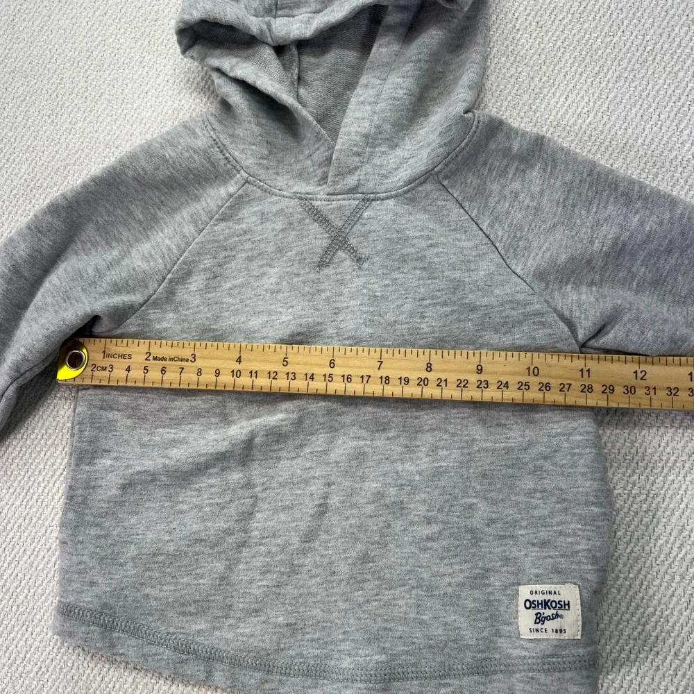 OshKosh B'gosh Hoodie Kids 12m Gray Raglan Long Sleeve Pullover Toddle Casual‎